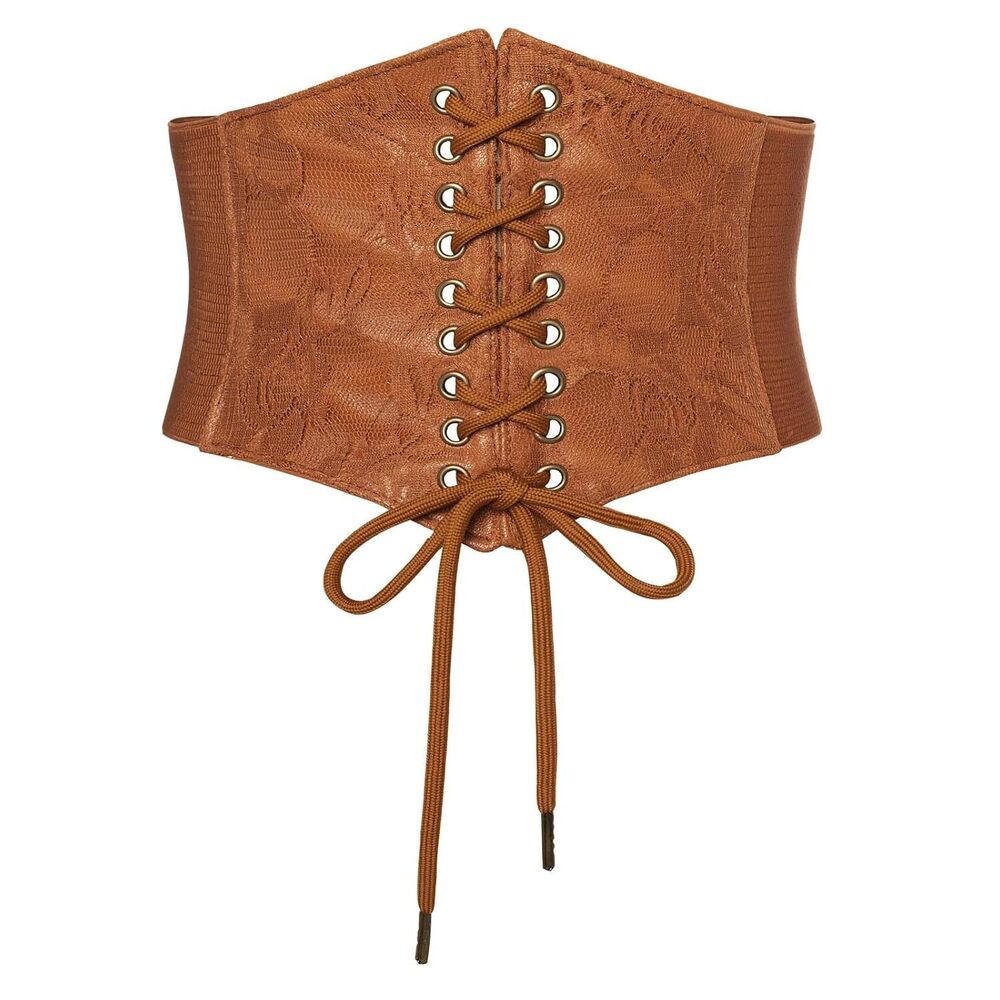 Renaissance Corset Belt Lace-up Tied Waspie Wide Elastic Waist
